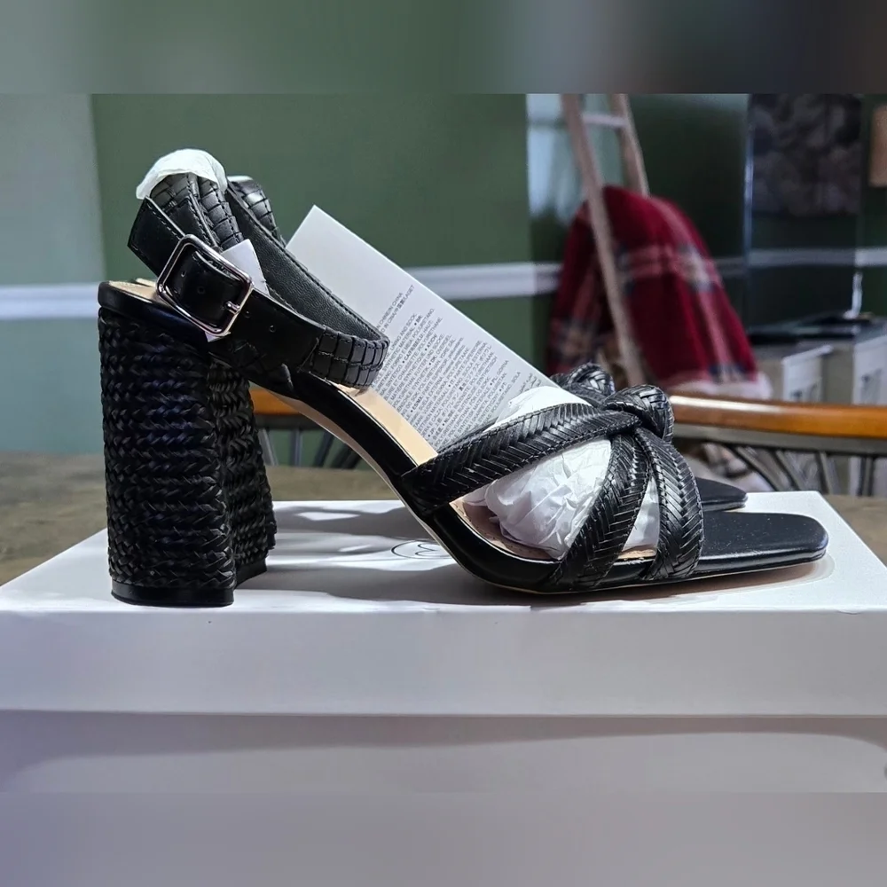 The Drop Women's Renalda Woven Chunky Heel Sandal #1211